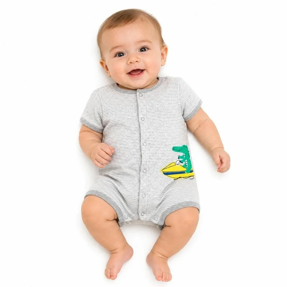 Baby Boy Romper by Carter's Gray Stripe 3M New With Tags
